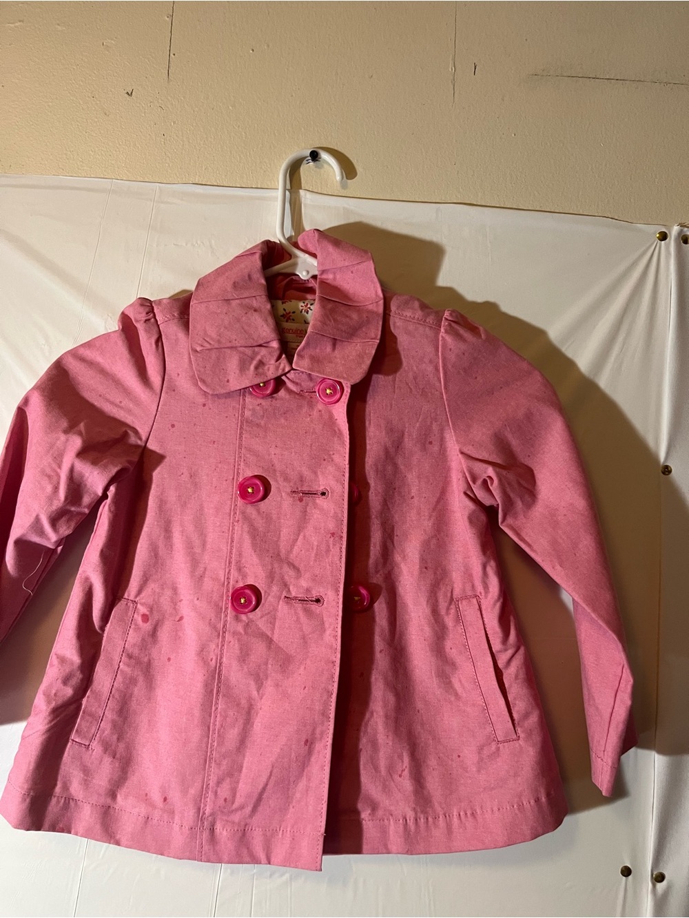 Genuine Merchandise Pink Double-Breasted Pea Coat for Kids